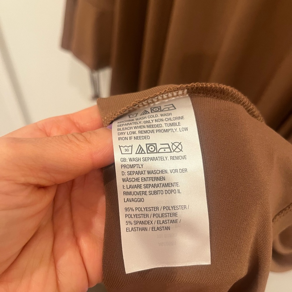 SUSAN GRAVER LIQUID KNIT TAN DRESS 3/4 SLEEVE MOCK NECK 3XP Classic Stretchy tra - Picture 4 of 7